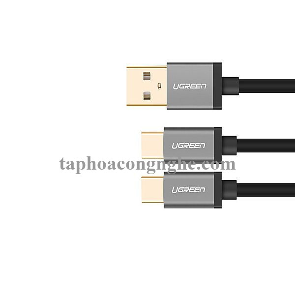 Ugreen 40350 0.5m màu Đen Cáp USB-A sang 2 đầu TypeC cao cấp US196 30040350